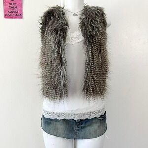 grey animal print faux fur vest size 10/12